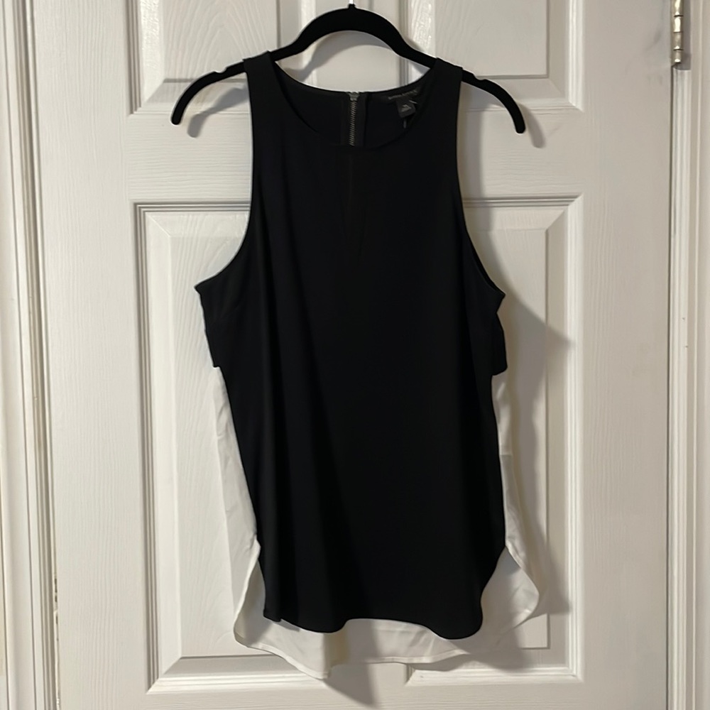 Banana Republic mixed media sleeveless tee black and white (M)